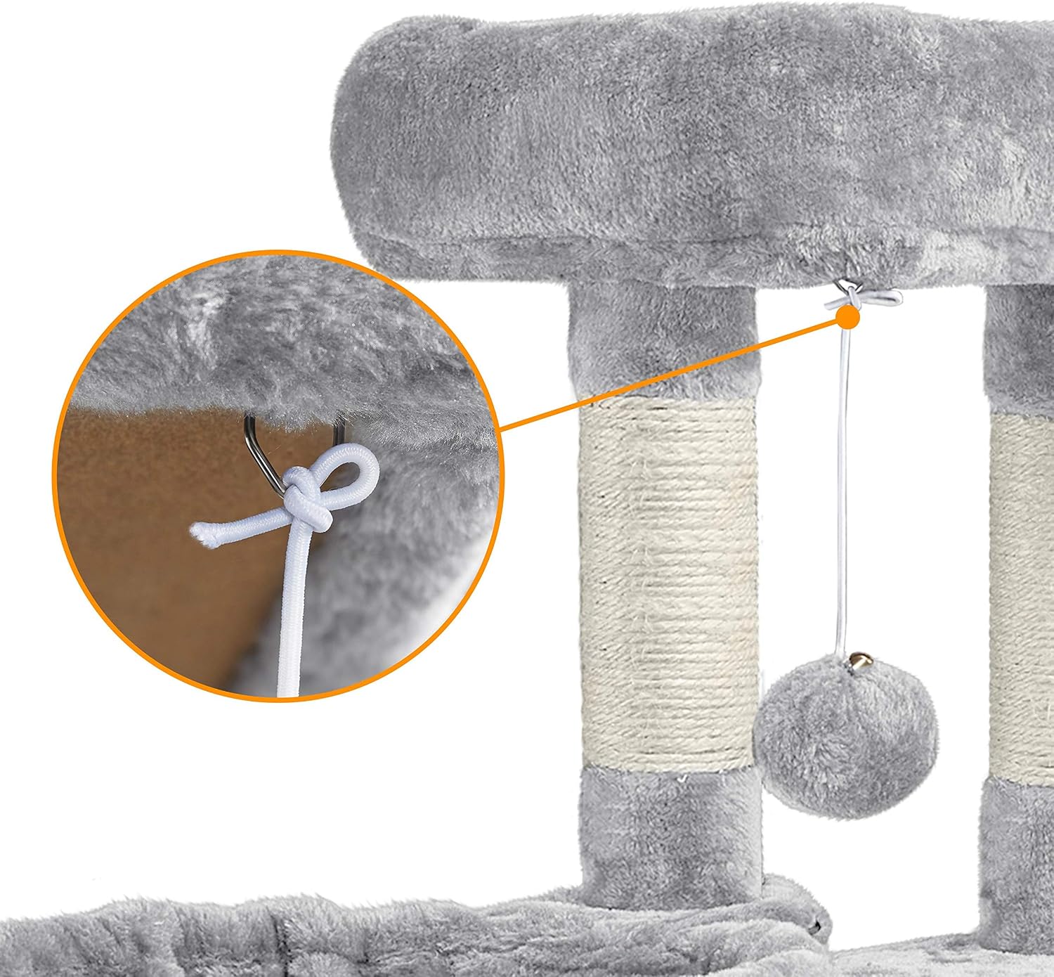 Thumbnail 6 de Yaheetech Albero Tiragraffi per Gatti con Ampio Trespol Grande, Cesto e Grotta – 43,5 × 43,5 × 106 cm, Grigio Chiaro