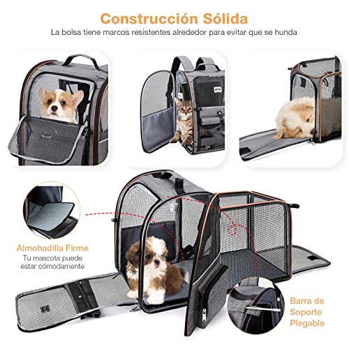 Detalle de Lekespring Transportin Gato Extensible con 4 Entradas y Mochila Transpirable