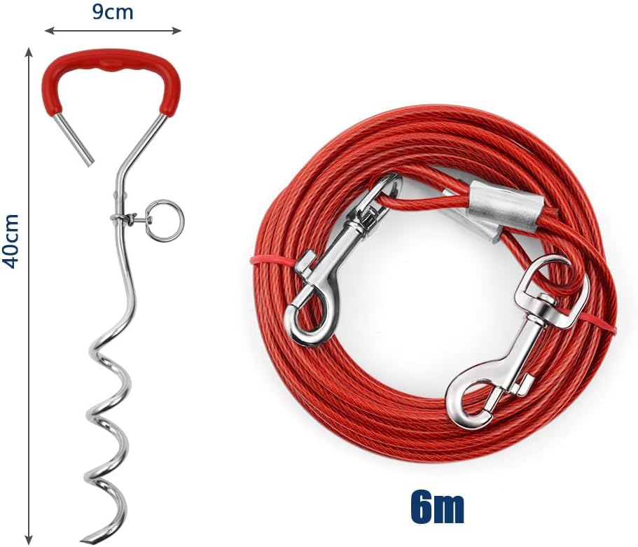 Detalle 2 de Aomig spiraalanker voor honden met kabel van 6 m en Q195-staal