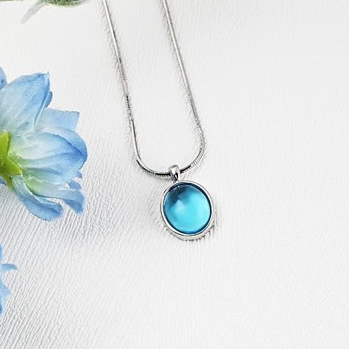 Detalle de Teppdfann Aquamarine Necklace for Women, Silver Oval Birthstone Pendant