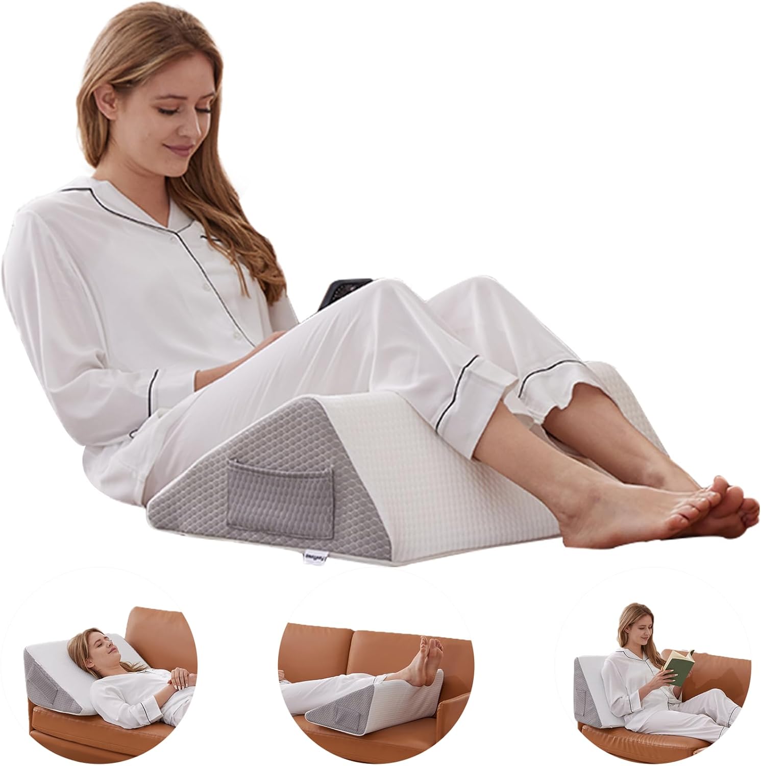 Thumbnail 6 de Bedluxe BD20230812AGESJX-DMR-FX Knee Wedge Pillow, Memory Foam, Side Pockets
