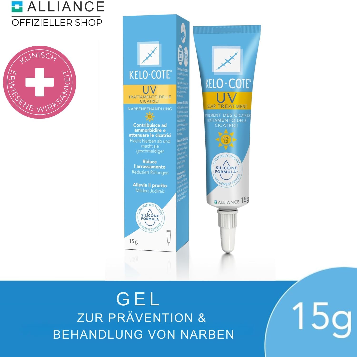 Detalle de KELO-COTE UV SPF30 Silikon-Narben-Gel 15 g – Schutz und Glättung für Narben