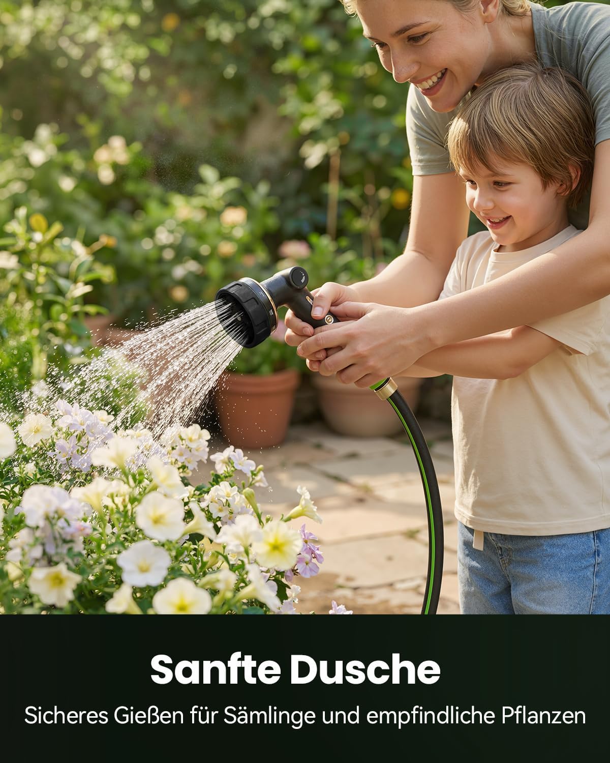 Detalle de RAINPOINT Gartenbrause aus Metall mit 10 Bewässerungsmustern – handliche Handbrause für Garten, Autowaschen & mehr