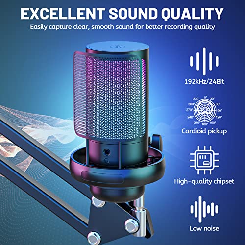 Detalle de Anykuu USB Kondensator Mikrofon 192kHz/24Bit – USB-Gaming, Streaming und Podcasting