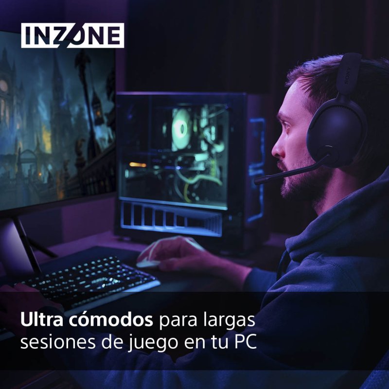 Detalle de Sony Inzone H5: Auriculares inalámbricos gaming con sonido espacial y comodidad para largas sesiones