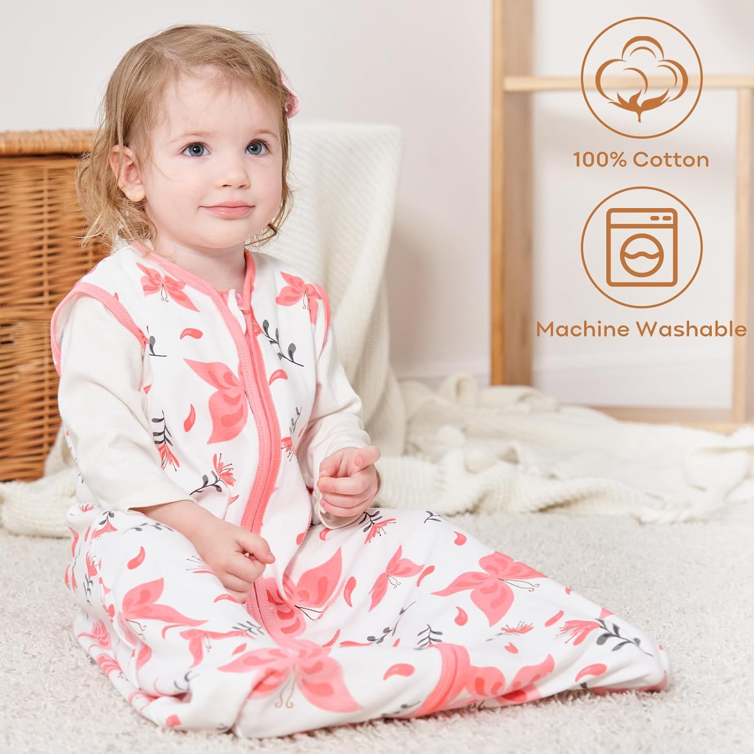 Detalle de Yoofoss Schlafsack Baby Sommer 0.5 Tog – 3er Pack, 67 cm, 0–6 Monate, 100% Bio-Baumwolle