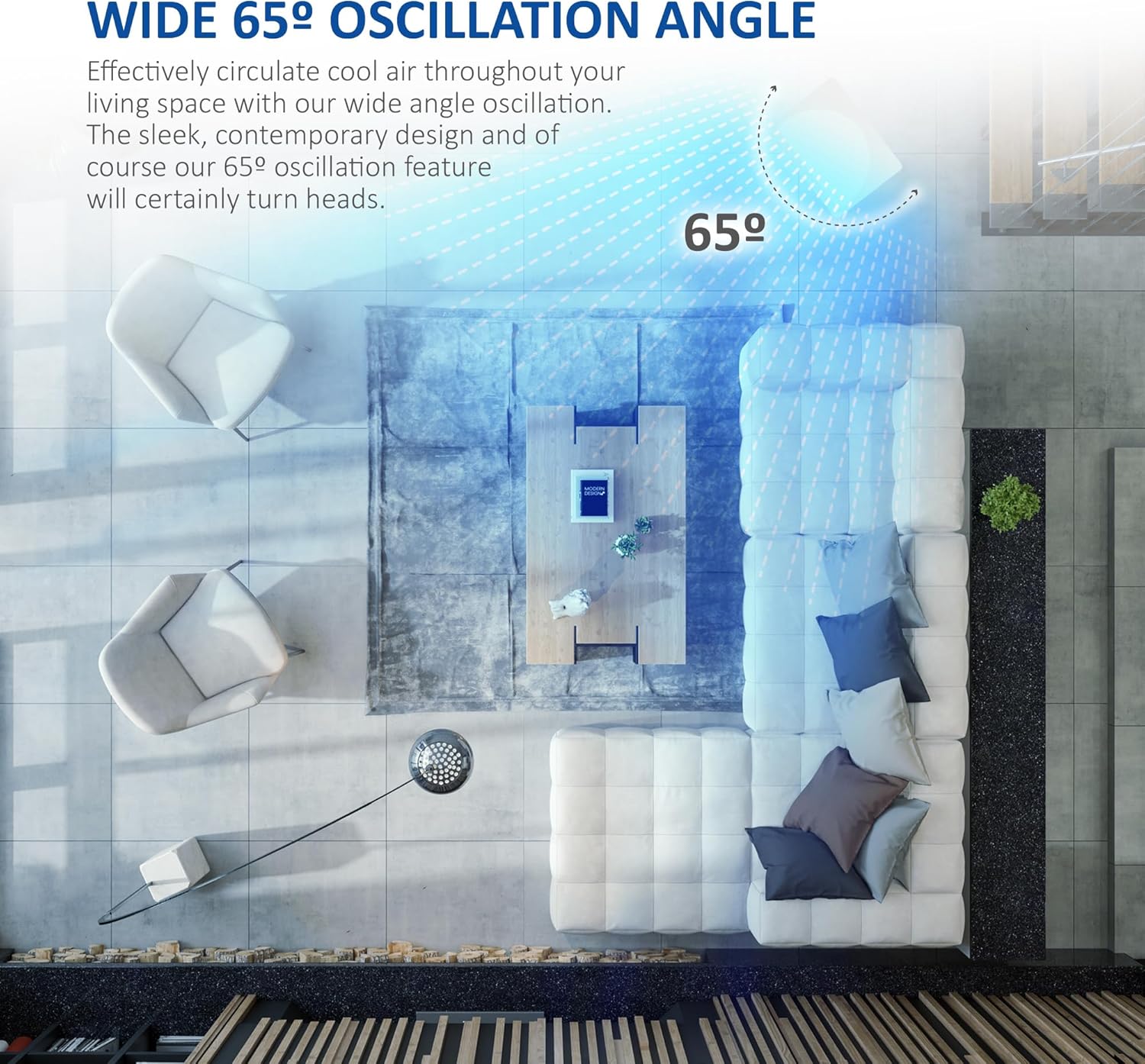 Thumbnail 4 de NETTA 30 Inch Tower Fan with Remote Control (Quiet Bladeless, 3 Speeds, 7-Hour Timer, 65° Oscillation) – White