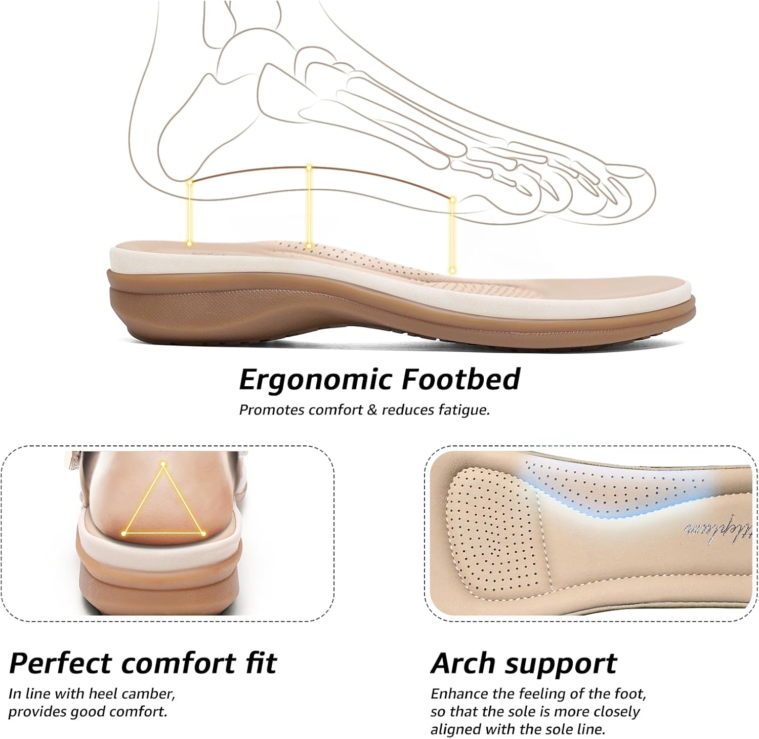 Detalle de Sandalen Damen Sommer Freizeit Flach Sandaletten – Bequem & Vielseitig