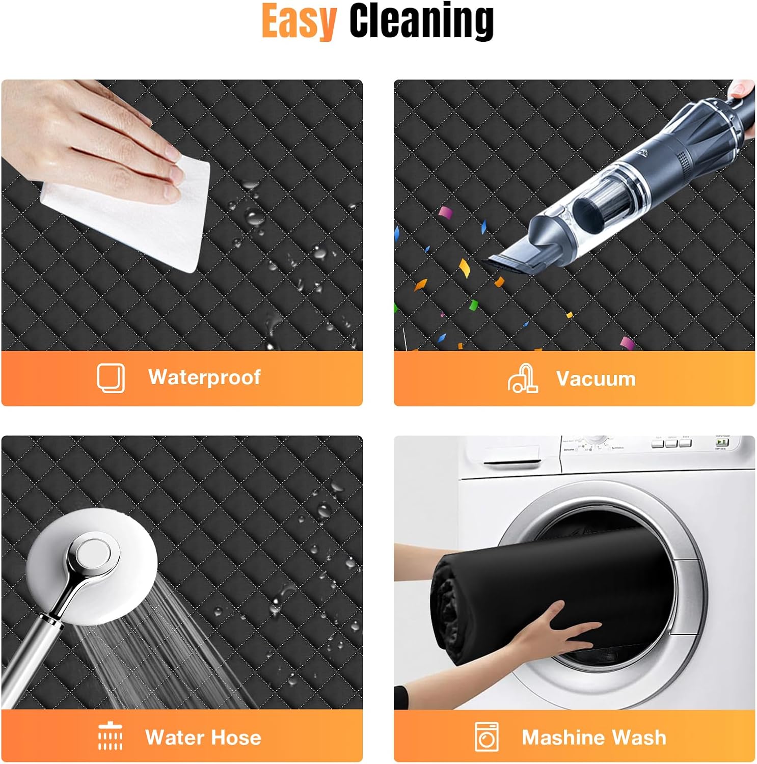 Detalle 2 de Lekespring Hundedecke Auto Rückbank XL mit fester Unterseite, wasserdicht – 140×76 cm, Schwarz