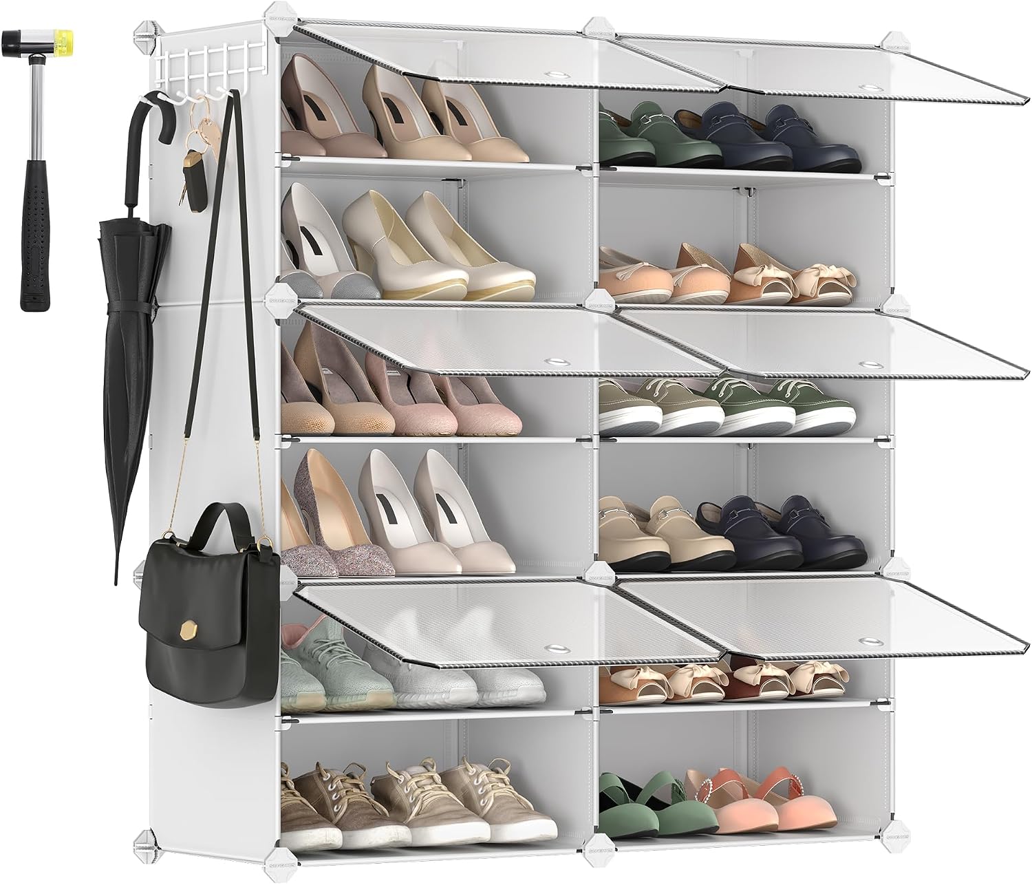 Detalle de SONGMICS LPC033W01 schoenenrek met 6 vakken, deuren en stalen frame