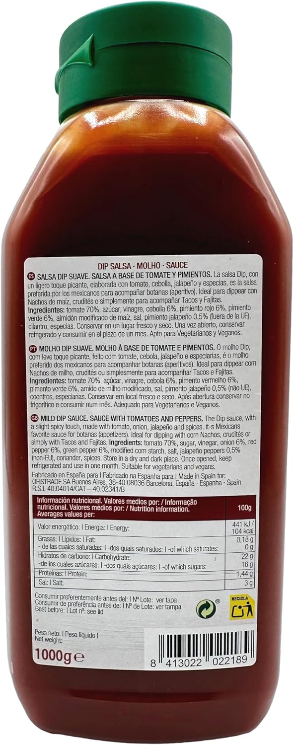 Detalle 2 de SAWORS Salsa de Tomate Mild para Nachos 1kg 🍅