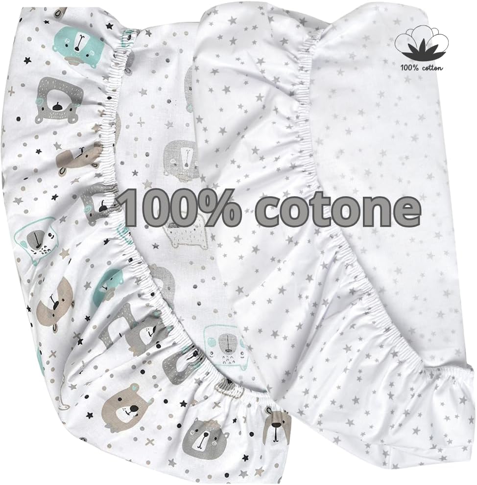 Thumbnail 3 de FlyIdeas Set 2 Lenzuola con Angoli per Lettino 160x80 cm – 100% Cotone Morbido e Traspirante