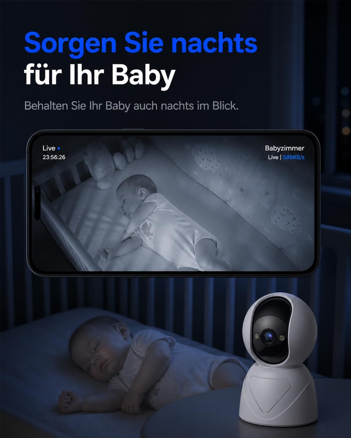 Thumbnail 4 de Guoanvision S800 5G WLAN Überwachungskamera Innen (3 MP, 360° drehbar, Auto-Tracking, Zwei-Wege-Audio, SD/Cloud)
