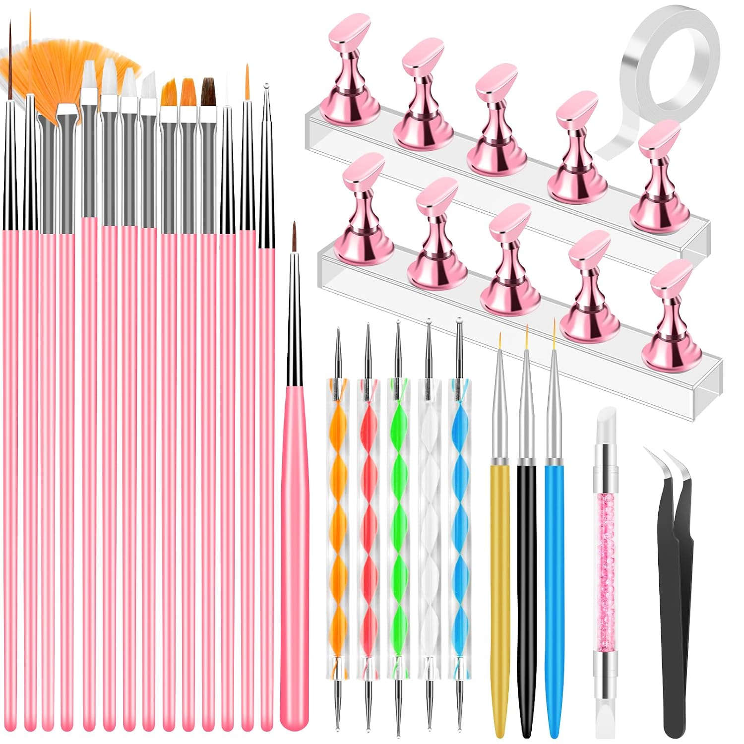 Detalle de YOOVR 28-In-1 Nail Art Tool Set with Magnetic Stands, Brushes and Dotting Tools