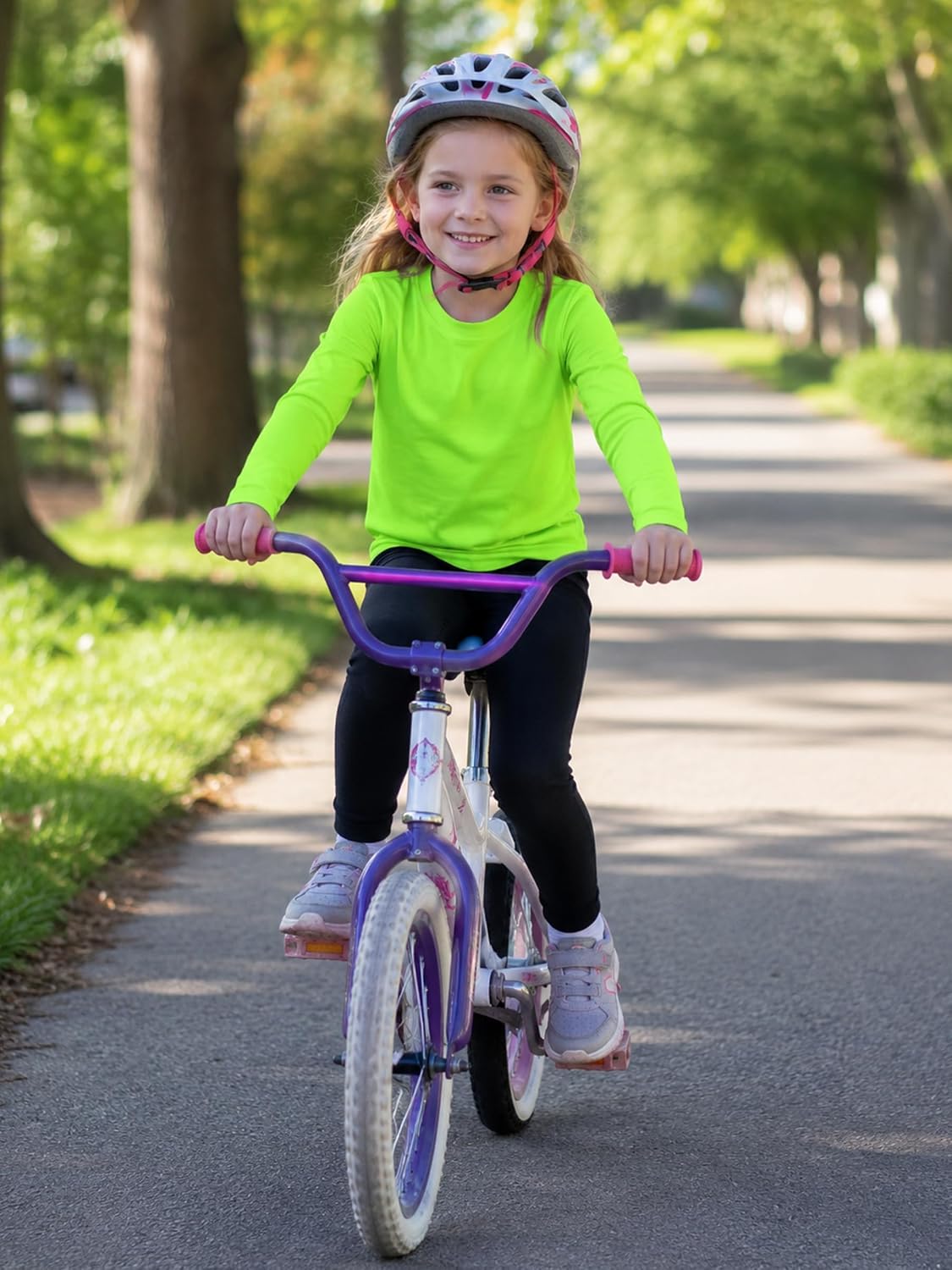 Detalle de QBK UPF 50+ Dry Fit Long Sleeve Neon Rash Guard T-Shirt for Kids (3T–16Y)