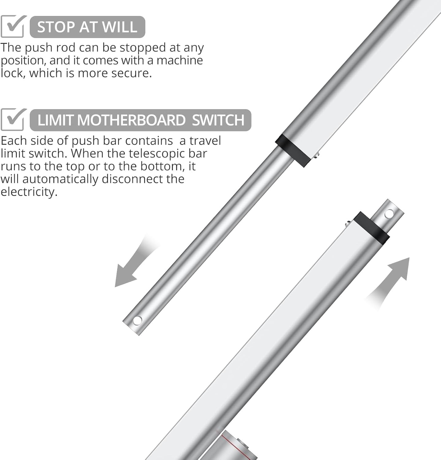 Thumbnail 6 de Justech 1500N DC 12V Linear Motion Actuator with Mounting Bracket (250mm Stroke) for Auto, RV, Industrial Use