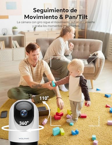 Thumbnail 3 de WOLFANG Cámara Vigilancia WiFi Interior 2K con PTZ 360° y Seguimiento de Movimiento