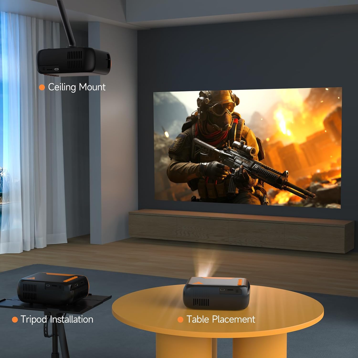 Detalle 2 de Mini Video Projector | Native 1080P Portable WiFi/Bluetooth Home Theater