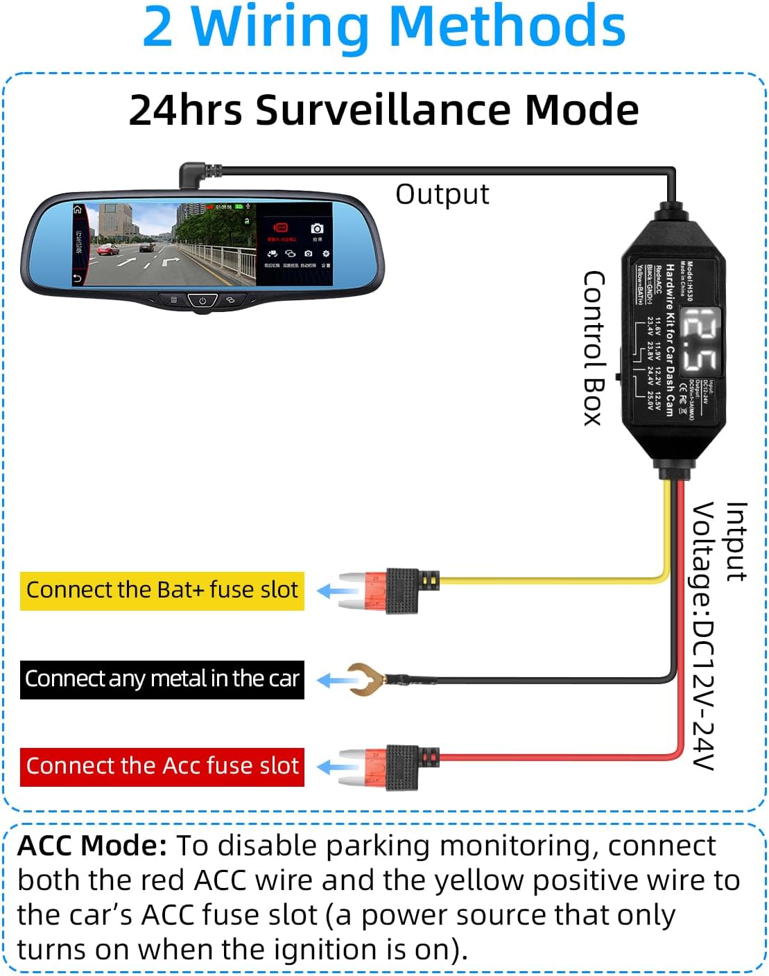 Thumbnail 1 de RIIEYOCA USB-C Dash Cam Hardwire Kit with LED Screen (12V–24V to 5V) with ACC support