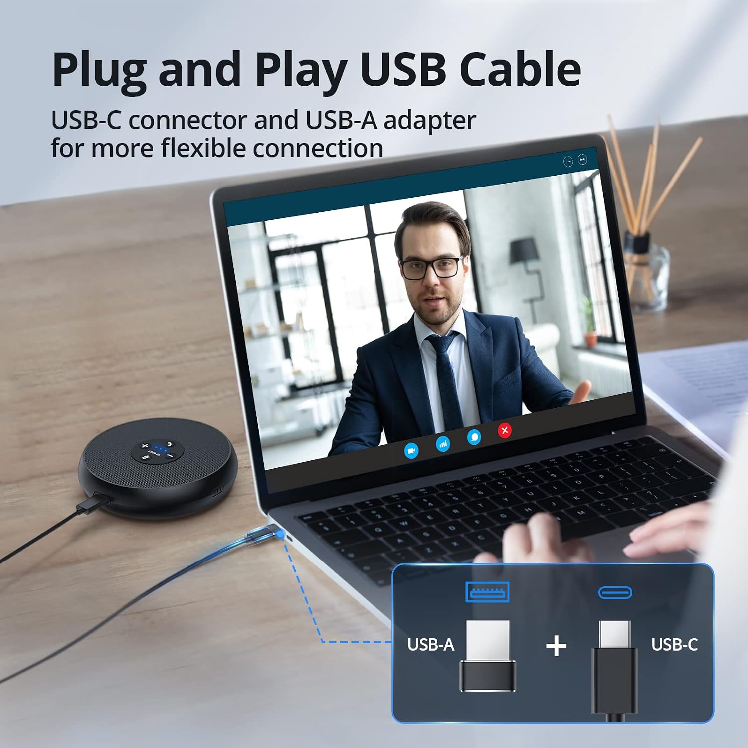 Thumbnail 5 de EMEET OfficeCore M1A USB Speakerphone (Zoom Certified) with 360° AI mics for 5–8 people