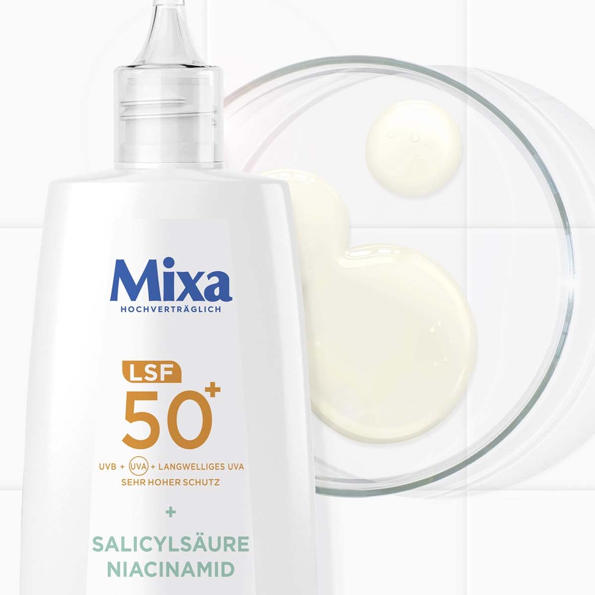 Thumbnail 6 de Mixa Tägliches UV-Fluid LSF50+ Anti-Unreinheiten (40 ml) – hoher UVA/UVB-Schutz