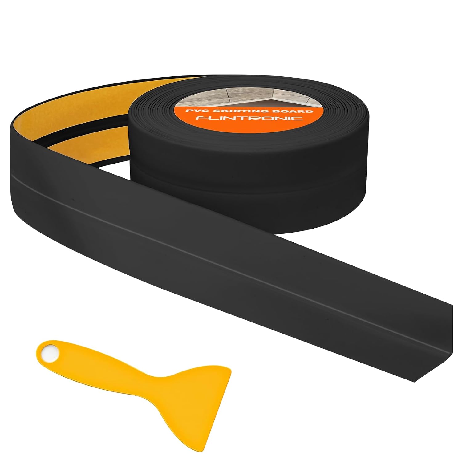 Detalle de Flintronic Bath Sealant Strip 5M Self-Adhesive PVC Tape (Black, 19 x 19mm) for Bathroom, Kitchen and More