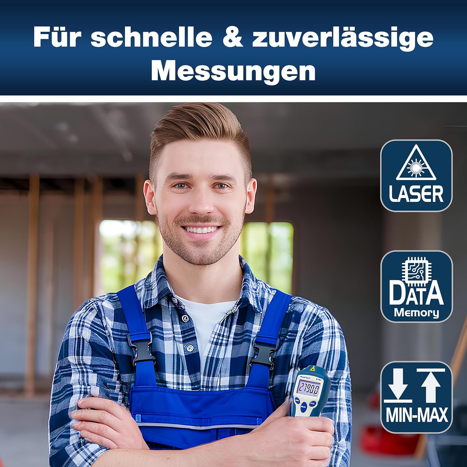Detalle 2 de PeakTech P 2790 Drehzahlmessgerät / Tachometer – berührungslos, 2 bis 99.999 UPM