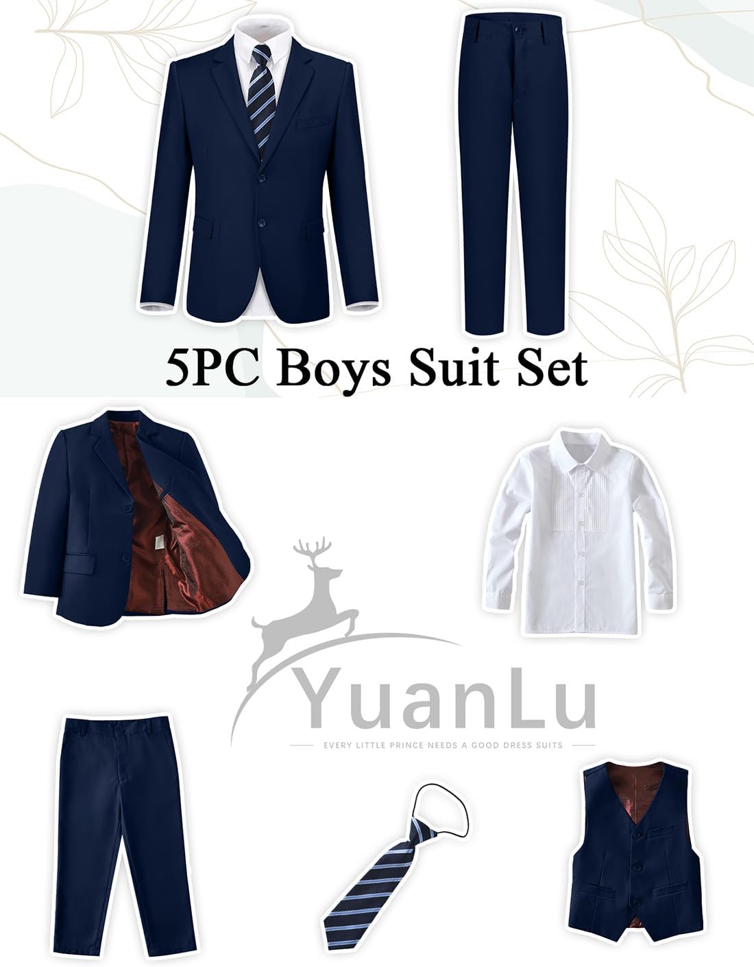 Thumbnail 1 de YuanLu Boys Suit Slim Fit 5-Piece 14