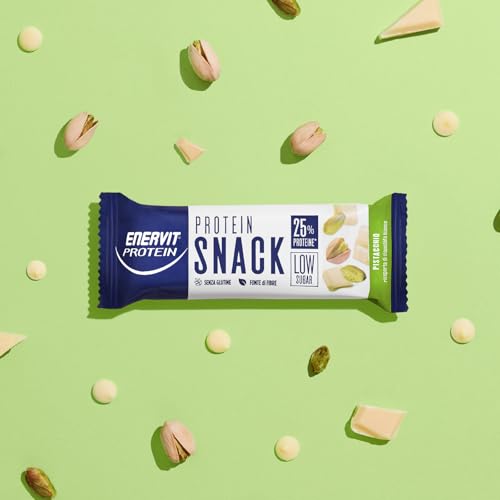 Detalle de Enervit Protein Snack Pistacchio e Cioccolato Bianco – Barrette proteiche senza glutine, 8 x 27 g