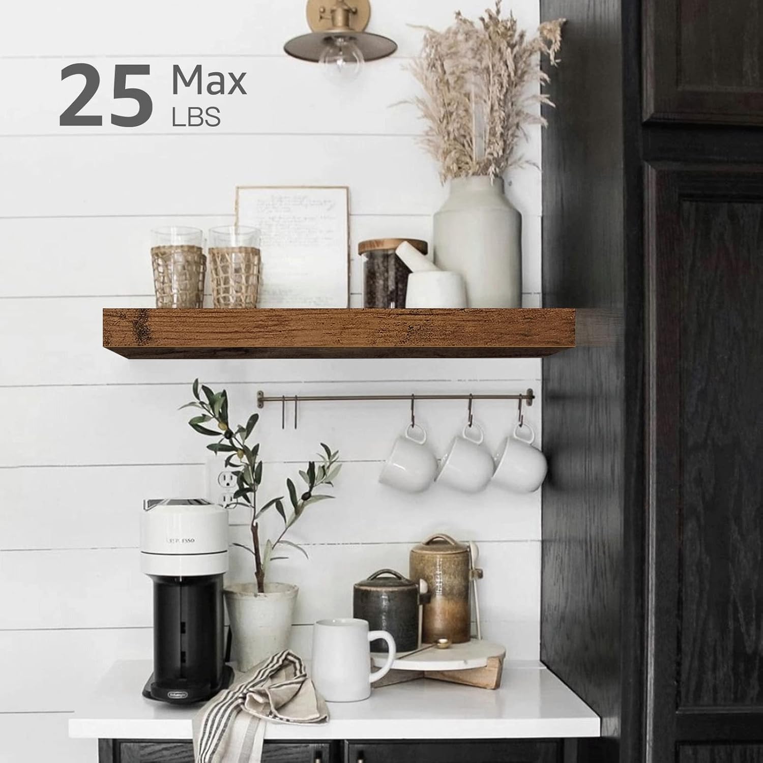 Detalle de QEEIG 16-inch Floating Shelves Set of 3