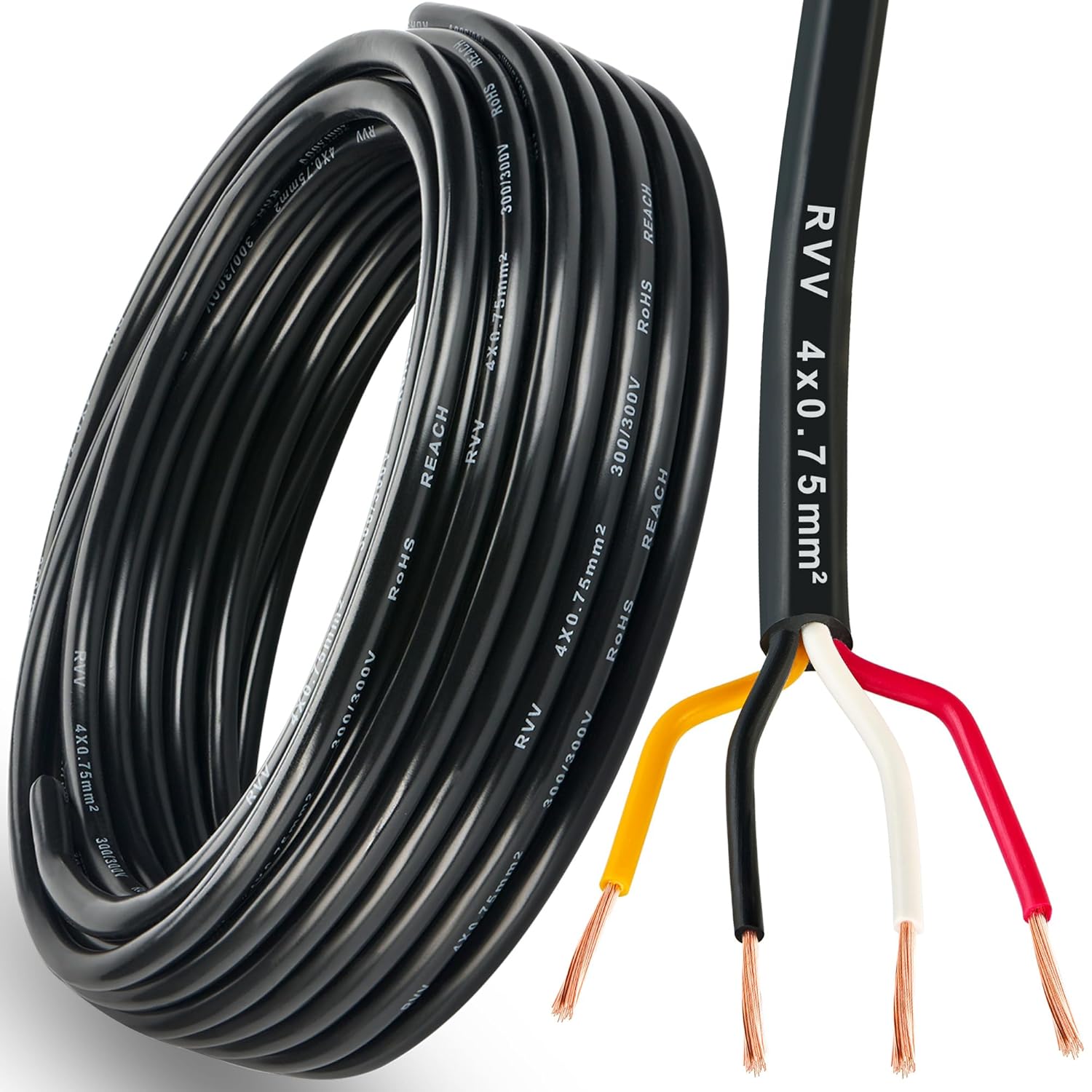 Detalle de DARKGUARD 4 Core Trailer Cable 0.75mm², 5M – 12V/24V LED Wiring for Trailers, Caravans and Outdoor use