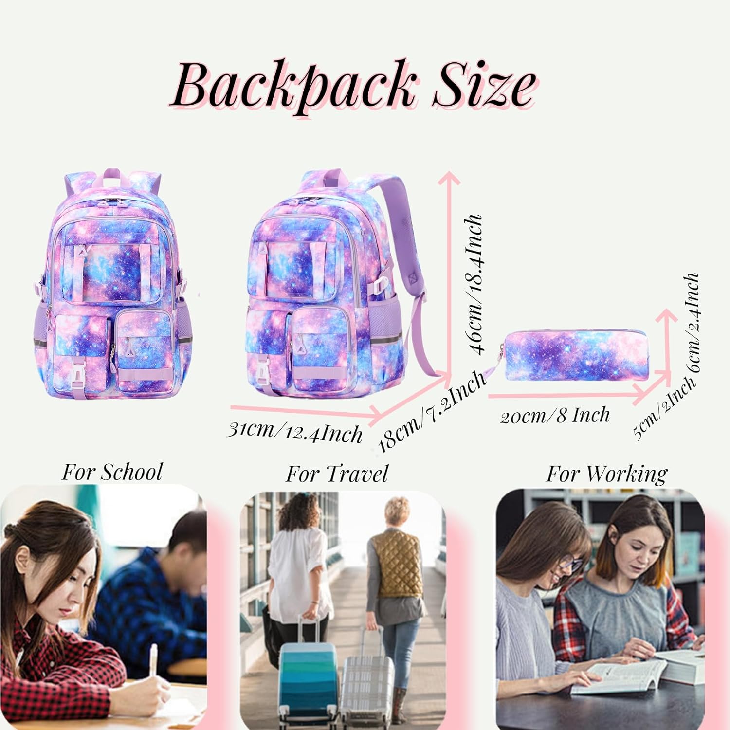 Detalle de VIDOSCLA Girls Backpack – Elementary School Bag for Kids