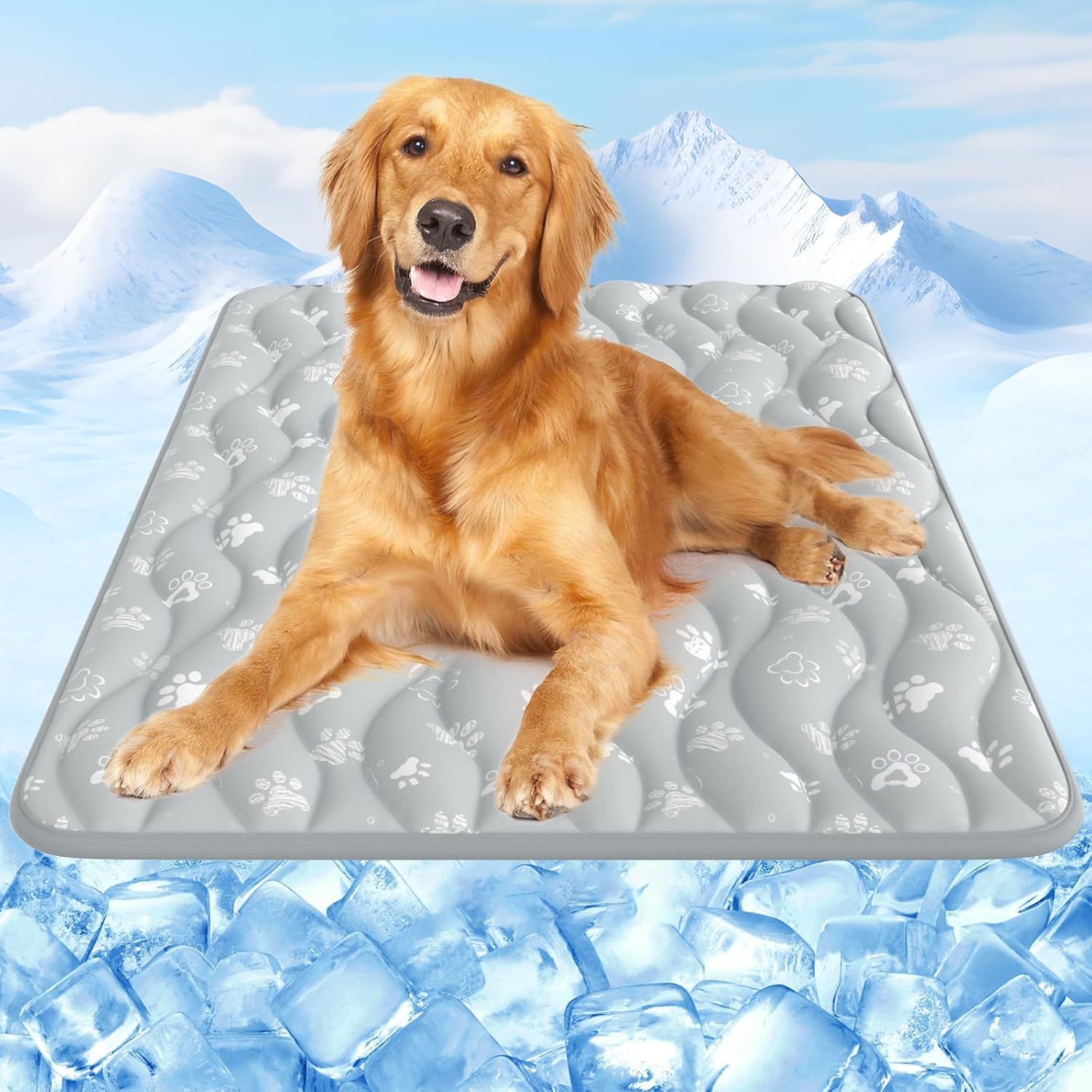 Detalle de Rywell PE-PM-0013-GY-RY-XL Dog Cooling Mat, 44 x 32 in, Washable