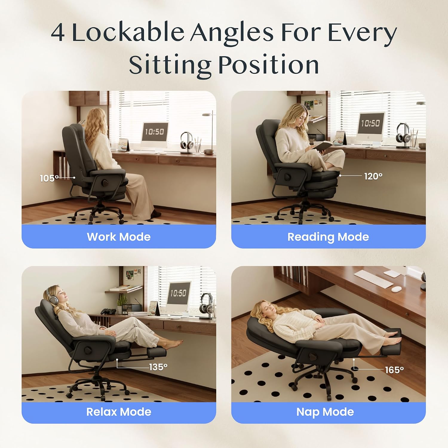 Detalle 1 de FLEXISPOT Cloudrest Chaise ergonomique 160°
