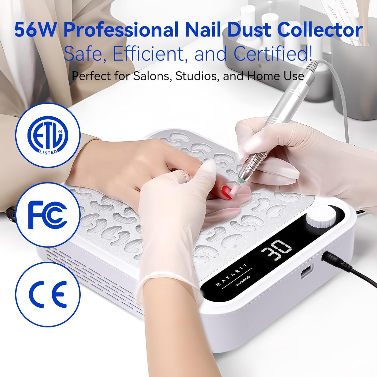 Thumbnail 1 de Makartt Nail Dust Collector (Larina) with Adjustable Suction, LED Display, and Reusable Filter