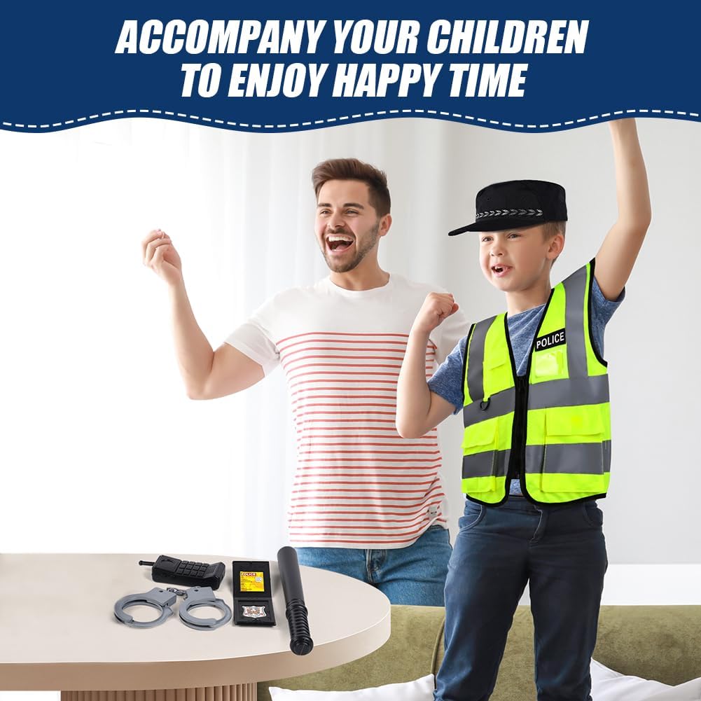 Thumbnail 6 de AOMIG 3655422 politiekostuum voor kinderen met vest, pet en politieaccessoires