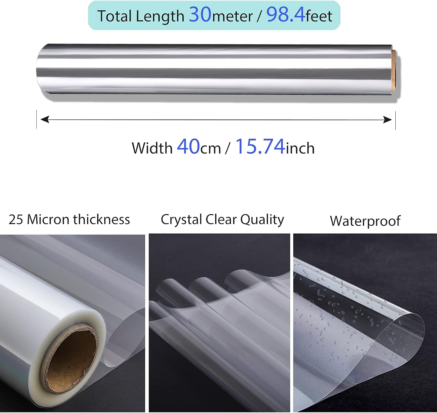 Thumbnail 1 de Clear cellophane wrap 40cm roll 30m