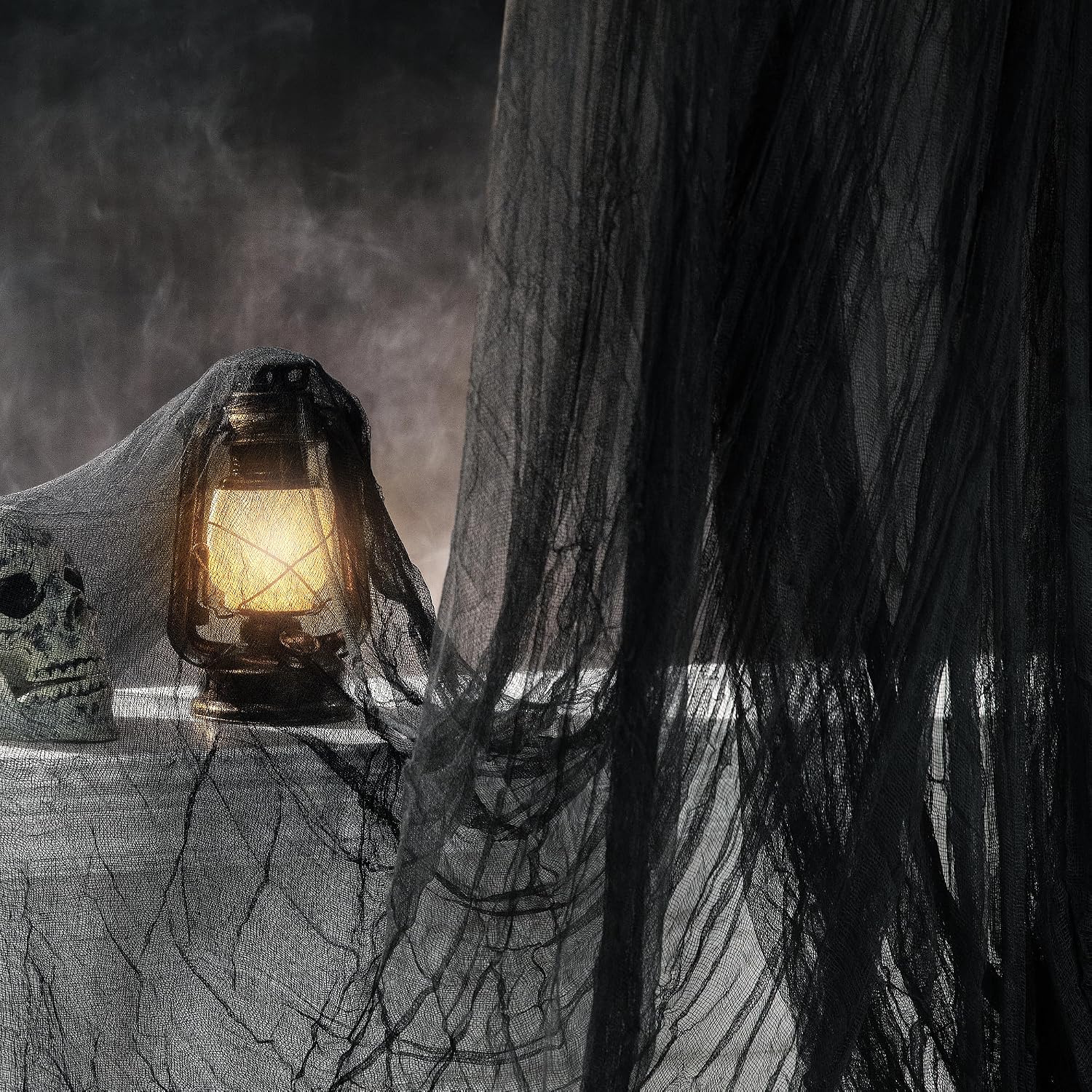 Detalle de RunNico RunNico12 Halloween Creepy Cloth, 197" x 85" Black Cotton Gauze