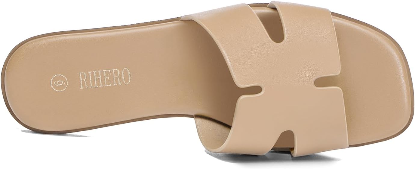 Thumbnail 4 de Rihero Women's Dressy Flat Sandals: Comfortable Slip-On Leather Slide for Summer