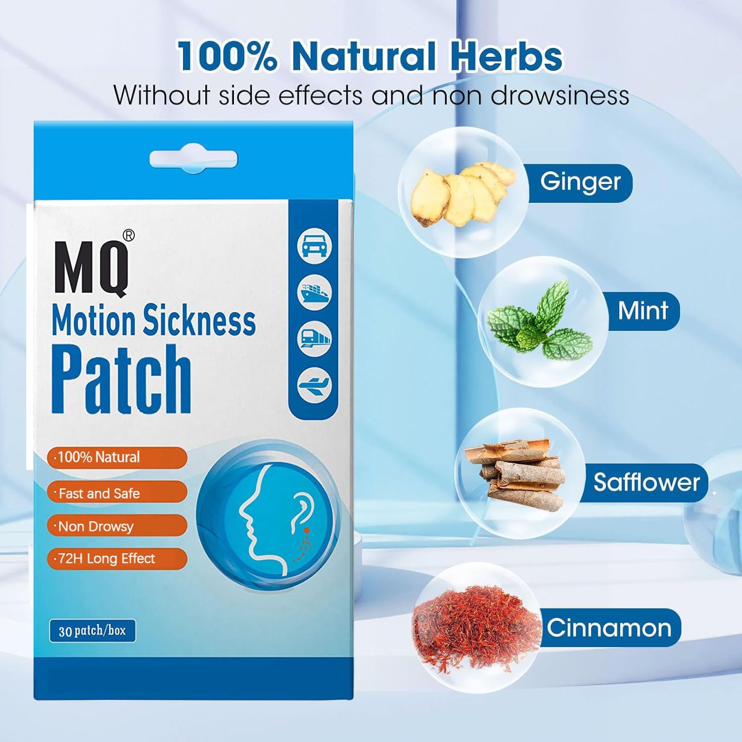 Detalle de Motion sickness patches 30 count, fast relief