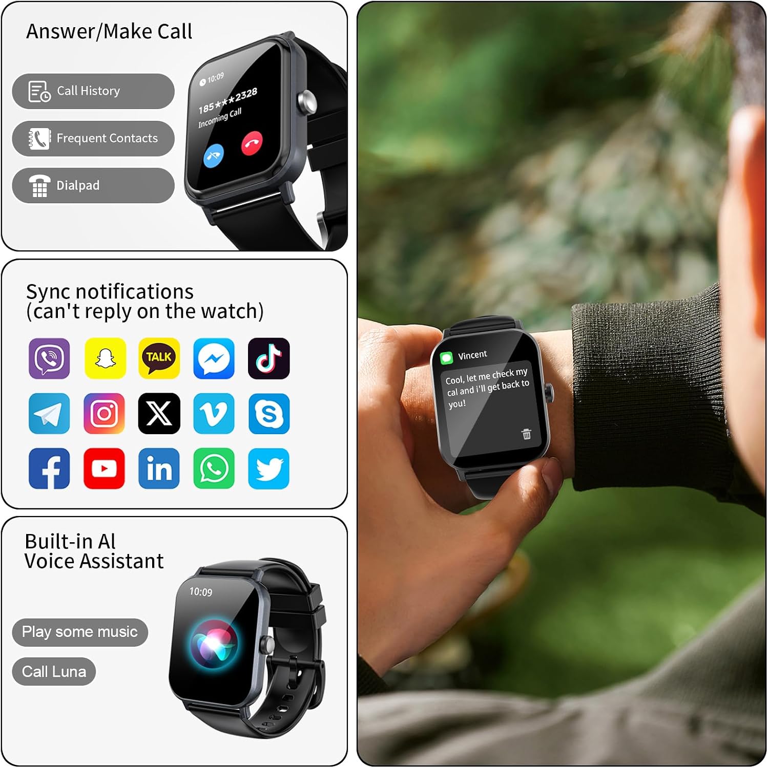 Detalle de EXZHIG Bluetooth Calling Smartwatch, 1.83-inch HD Touchscreen, IP68, 120+ Sports Modes