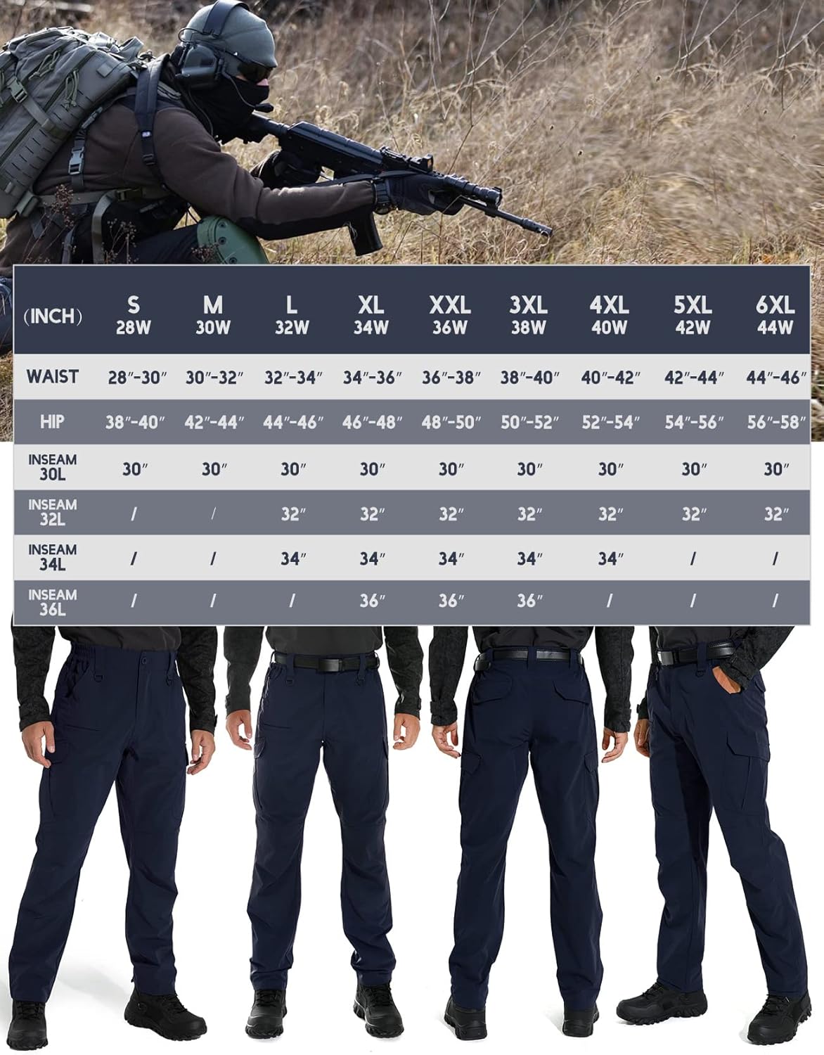 Detalle de KFUBUO Men's Lightweight Ripstop Tactical Cargo Pants
