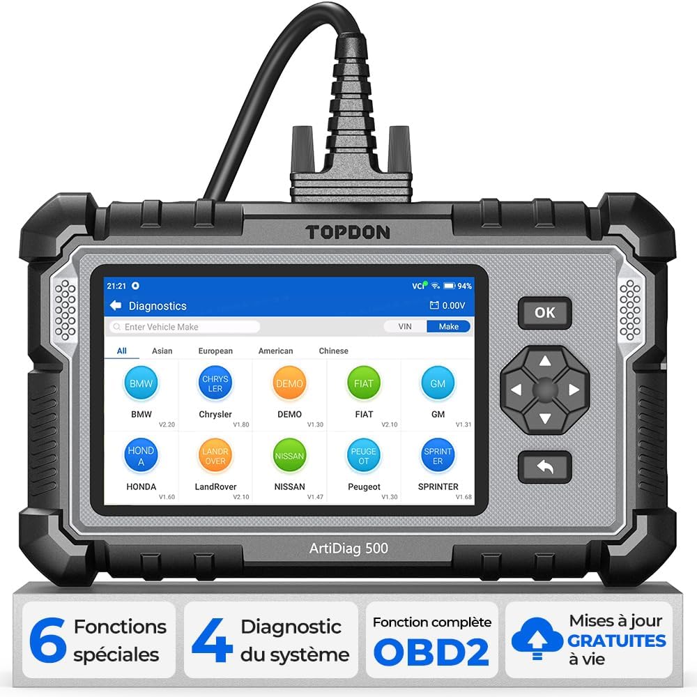 Detalle de TOPDON AD500 Valise diagnostic OBD2 4 systèmes