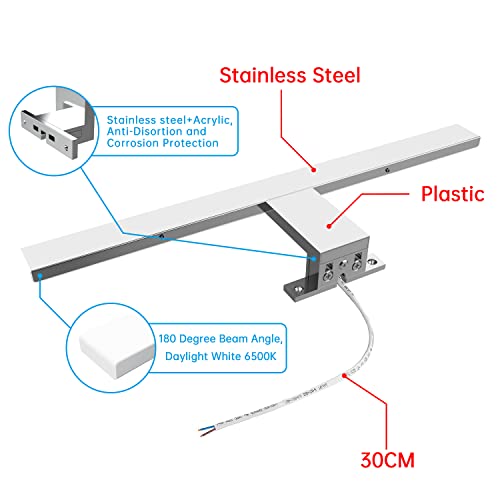 Detalle de Aogled Lámpara LED de Espejo de Baño 40 cm, 10W, 820 lm, 6000K, IP44