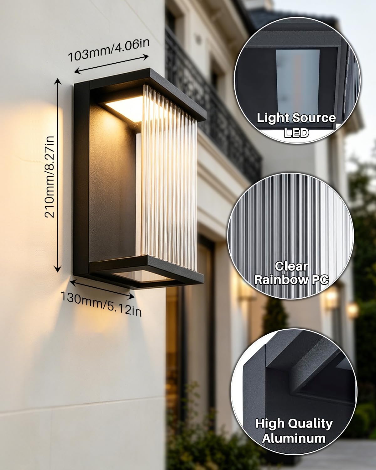 Thumbnail 1 de EBION LED Outdoor Wall Lights: 9W 3000K IP54 Aluminium Wall Lantern