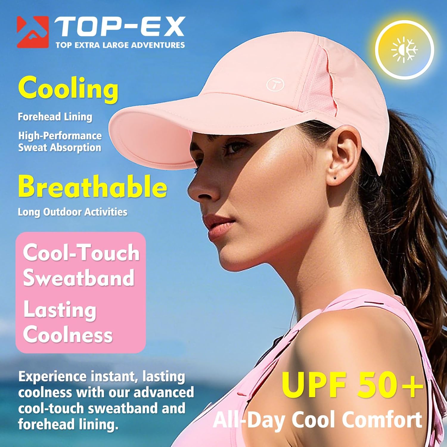 Detalle de TOP-EX Cooling UV 50 High Ponytail Baseball Cap for Women