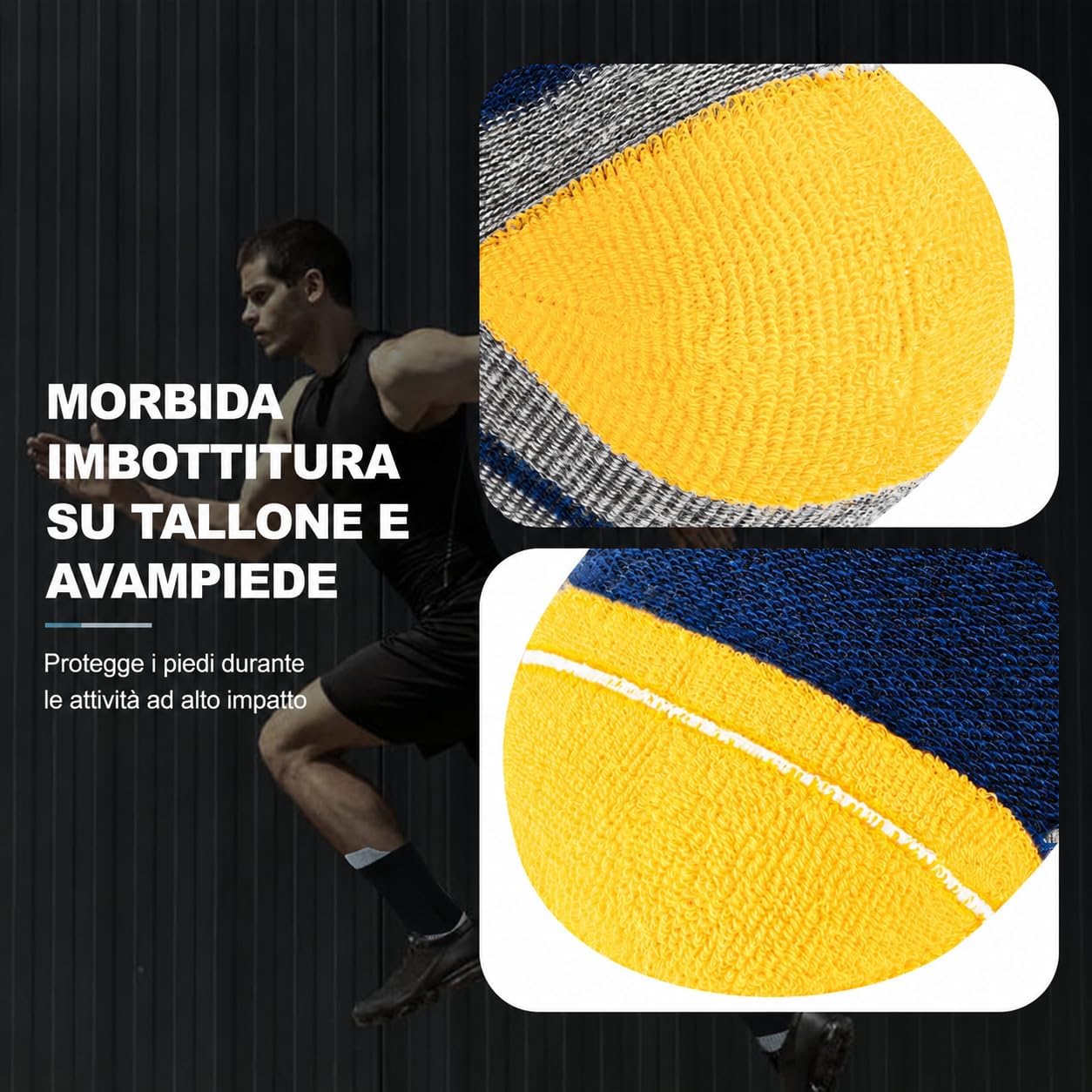 Detalle de Niofind Calzini Uomo – 6 Paia di Calze sportive antiscivolo, traspiranti e ammortizzate per trekking, running e ciclismo