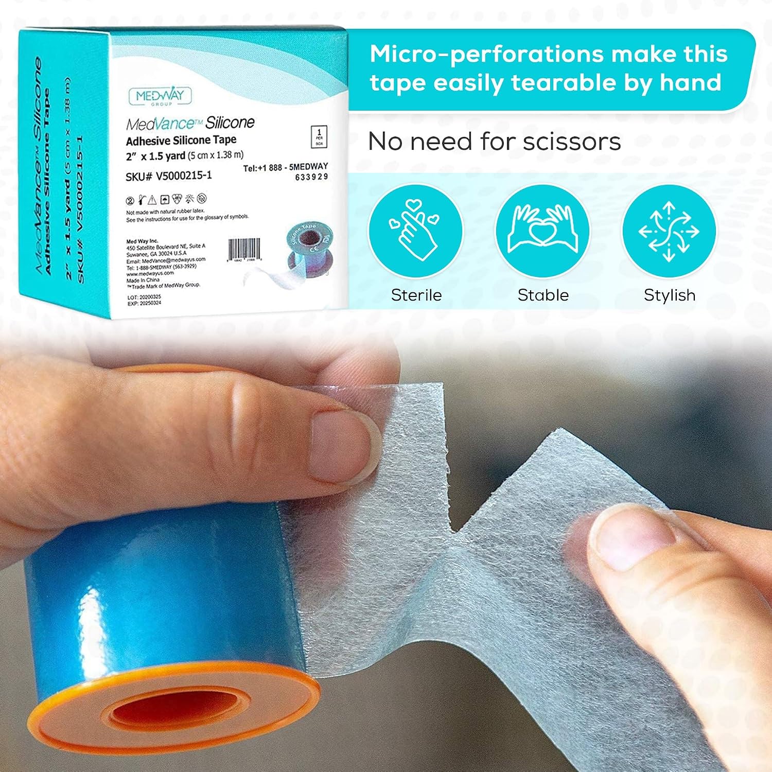 Detalle de MedVance V5000115-1-Stickerless Silicone Medical Tape, 2 in x 1.5 ft