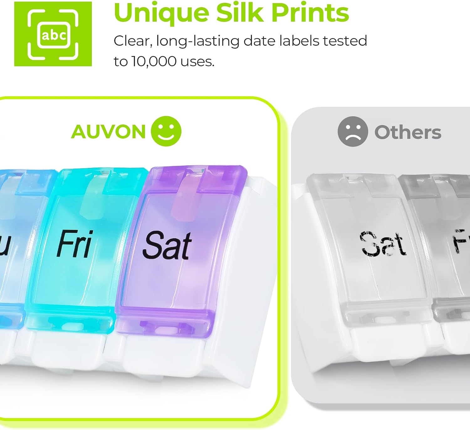 Thumbnail 3 de AUVON PO1107 Weekly Pill Organizer with Spring-Open Lids, BPA-Free Design