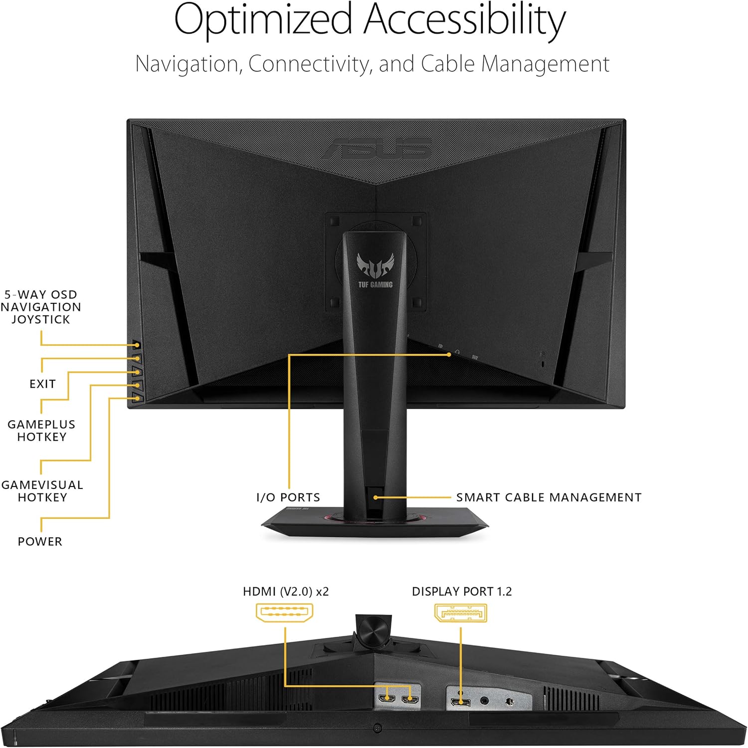 Detalle de ASUS TUF Gaming VG27AQ: 27" 2K HDR IPS Monitor for Smooth, Immersive Play